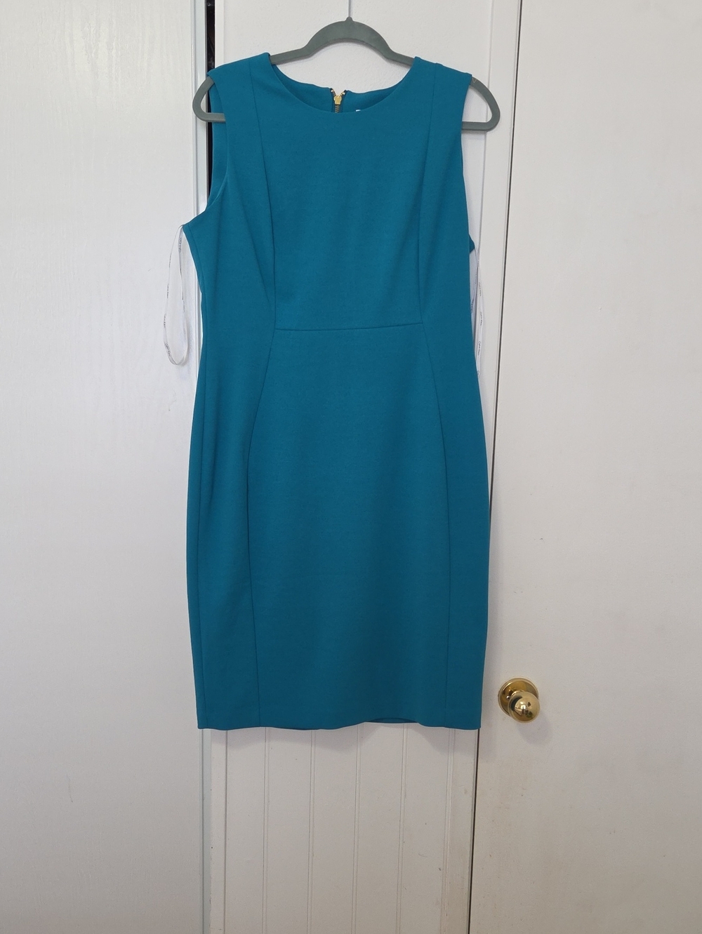 Calvin Klein Teal Sleeveless Sheath Midi Dress